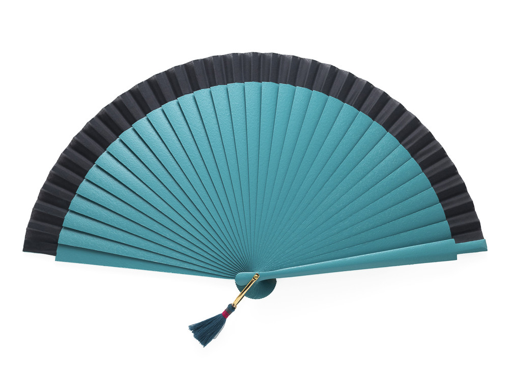 Abanico Azul Verdoso Borla
