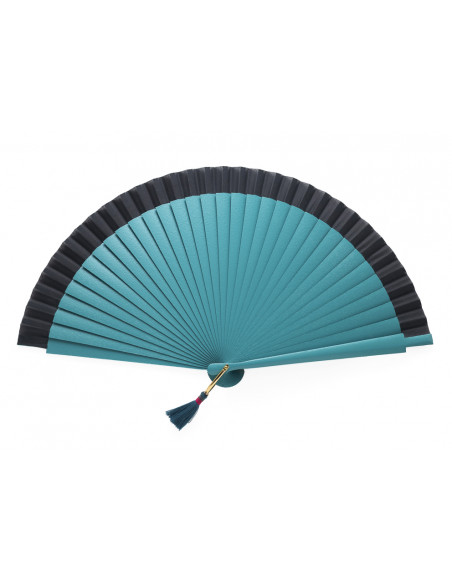 Abanico Azul Verdoso Borla