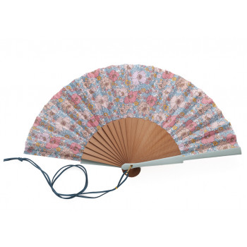 Abanico Bicolor Floral Azul