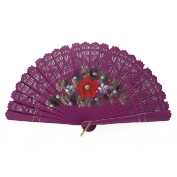 Abanico Baraja Florecilla Morado