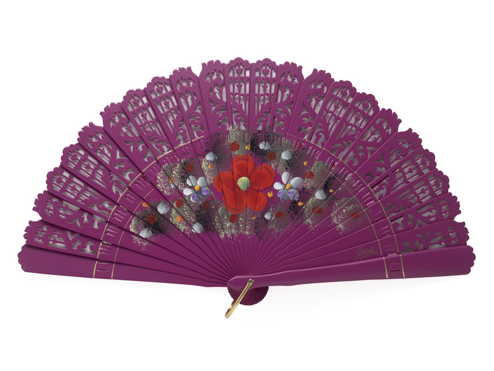 Abanico Baraja Florecilla Morado