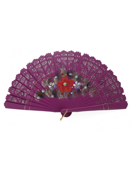 Abanico Baraja Florecilla Morado