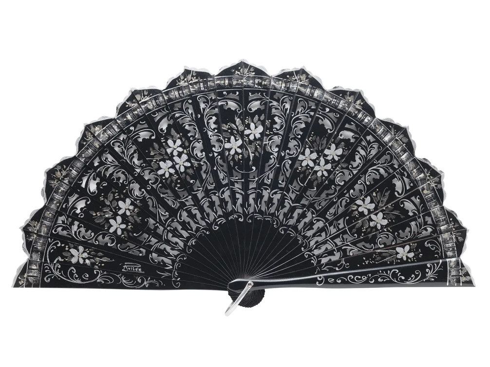 Abanico Baraja Margaritas Plata