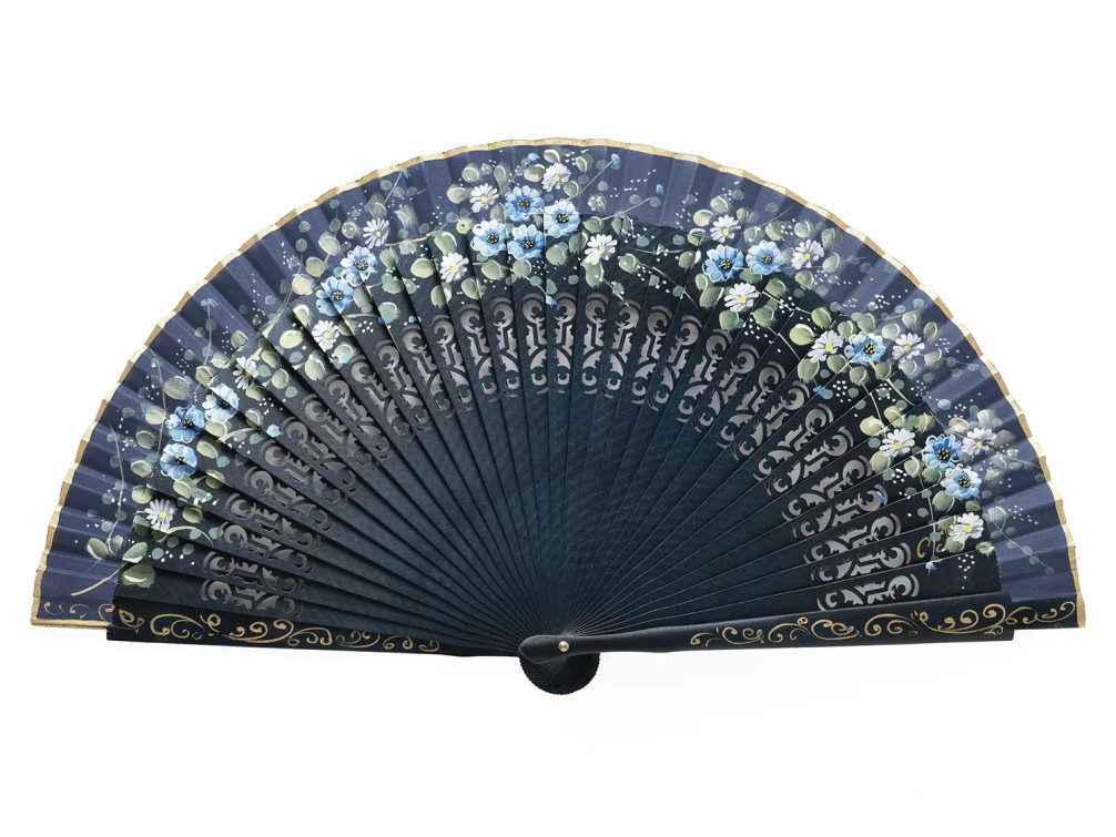 Abanico Margaritas Azul