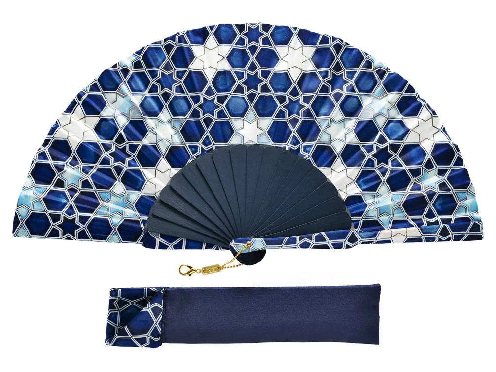 Abanico Batik Estrellado Azul